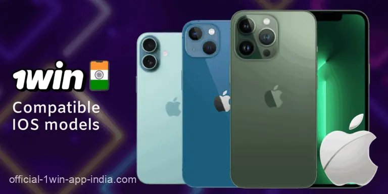 Popular iOS models for the 1win app in India